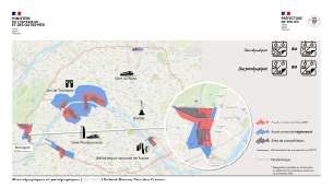 Carte des périmètres de circulation à Paris, Roland Garros, Parc des Princes