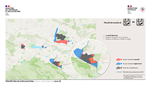 Carte des périmètres de circulation dans les Yvelines, site du Golf National (78)