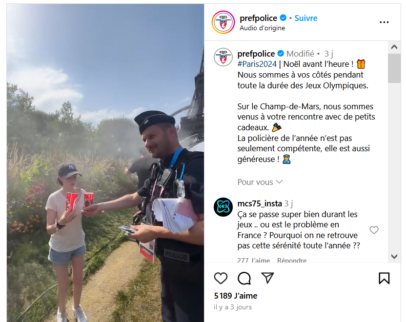 Post de la Préfecture de Police sur Instagram - ouvre une nouvelle fenêtre