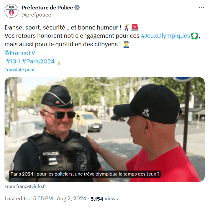 Post de la Préfecture de Police sur X - ouvre une nouvelle fenêtre