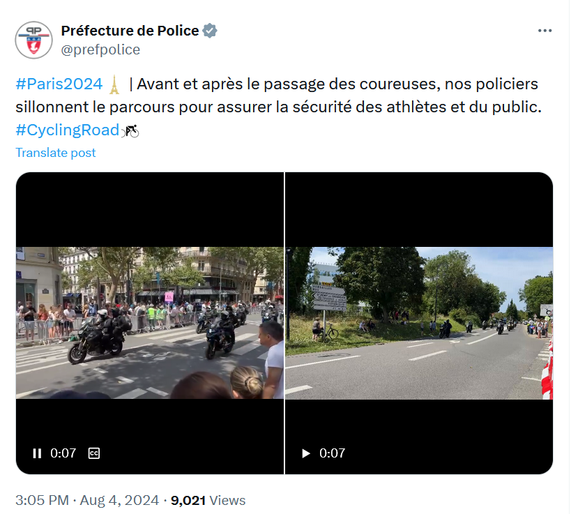 Post de la Préfecture de Police sur X - ouvre une nouvelle fenêtre