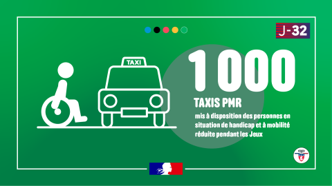 J-32 : 1000 taxis PMR mis à dispositions des personnes en situation de handicap ou à mobilité réduite pendant les Jeux