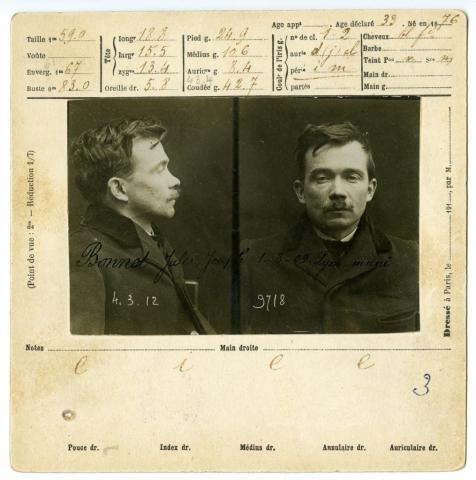 Fiche anthropométrique de Jules Bonnot